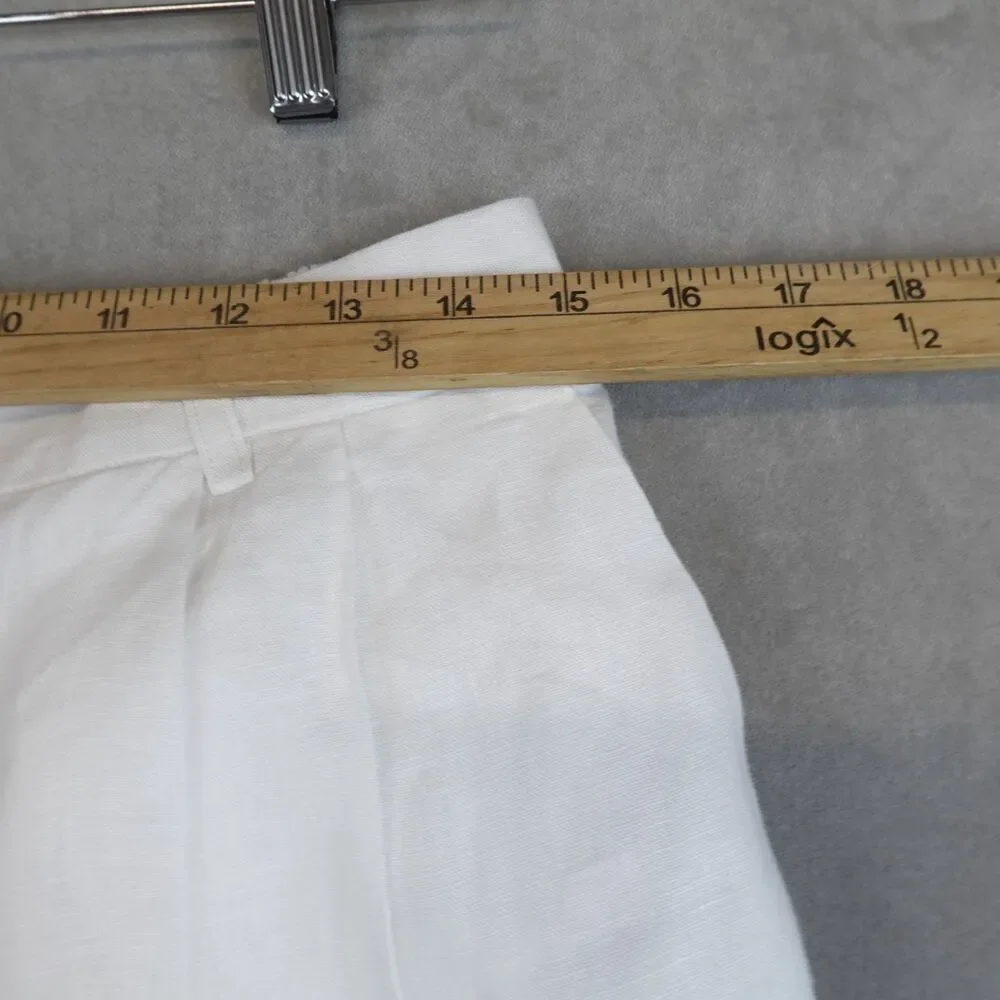 Quince Trouser 100% European Linen Pleated Women Sz 10 White Flax Coastal Beach